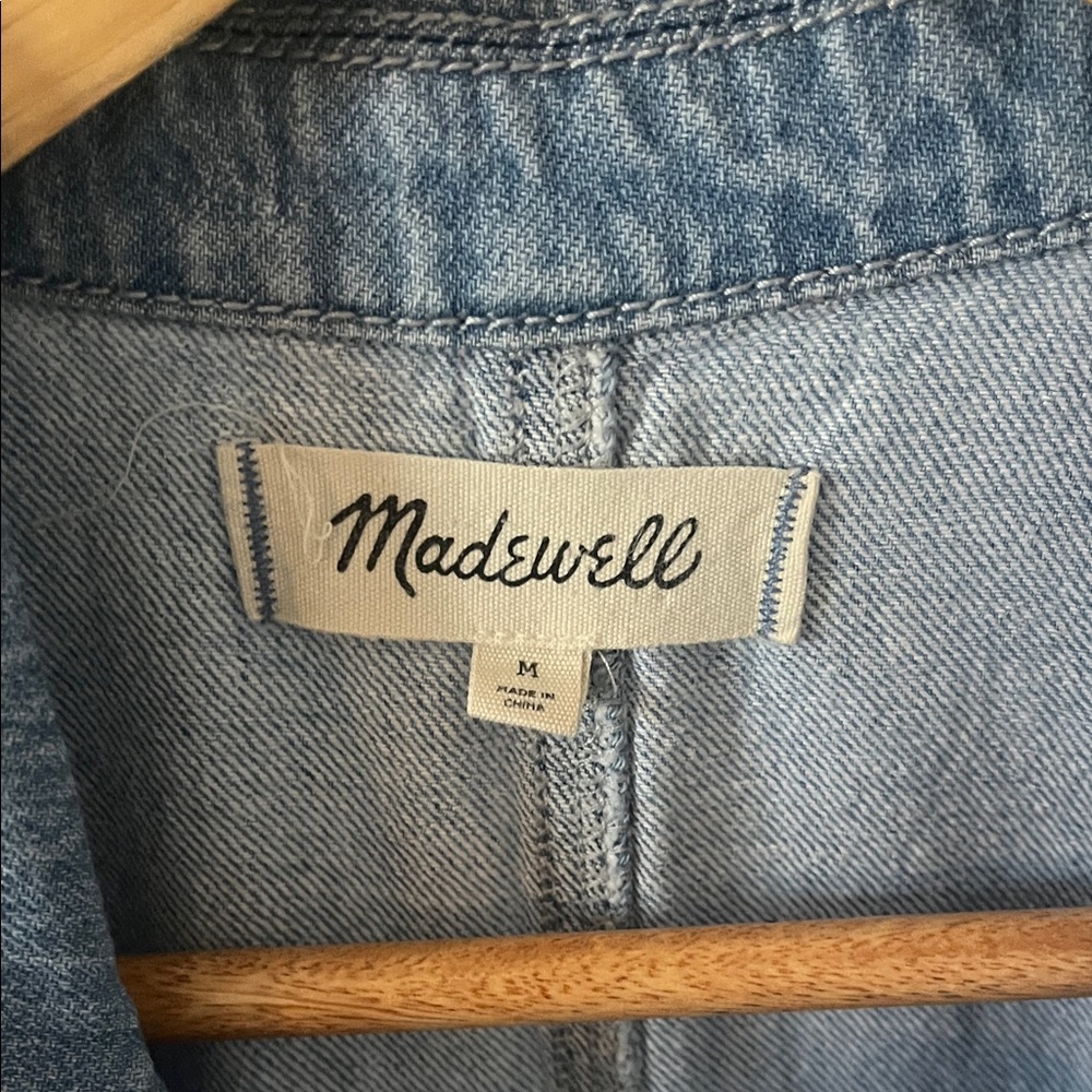 Madewell Light Blue Denim Short-Sleeve Utility Romper - Picture 2 of 3